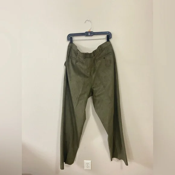 New Vintage CREME DE SILK Olive Green Poly & rayon Mix Pant Mens Size L Waist 36